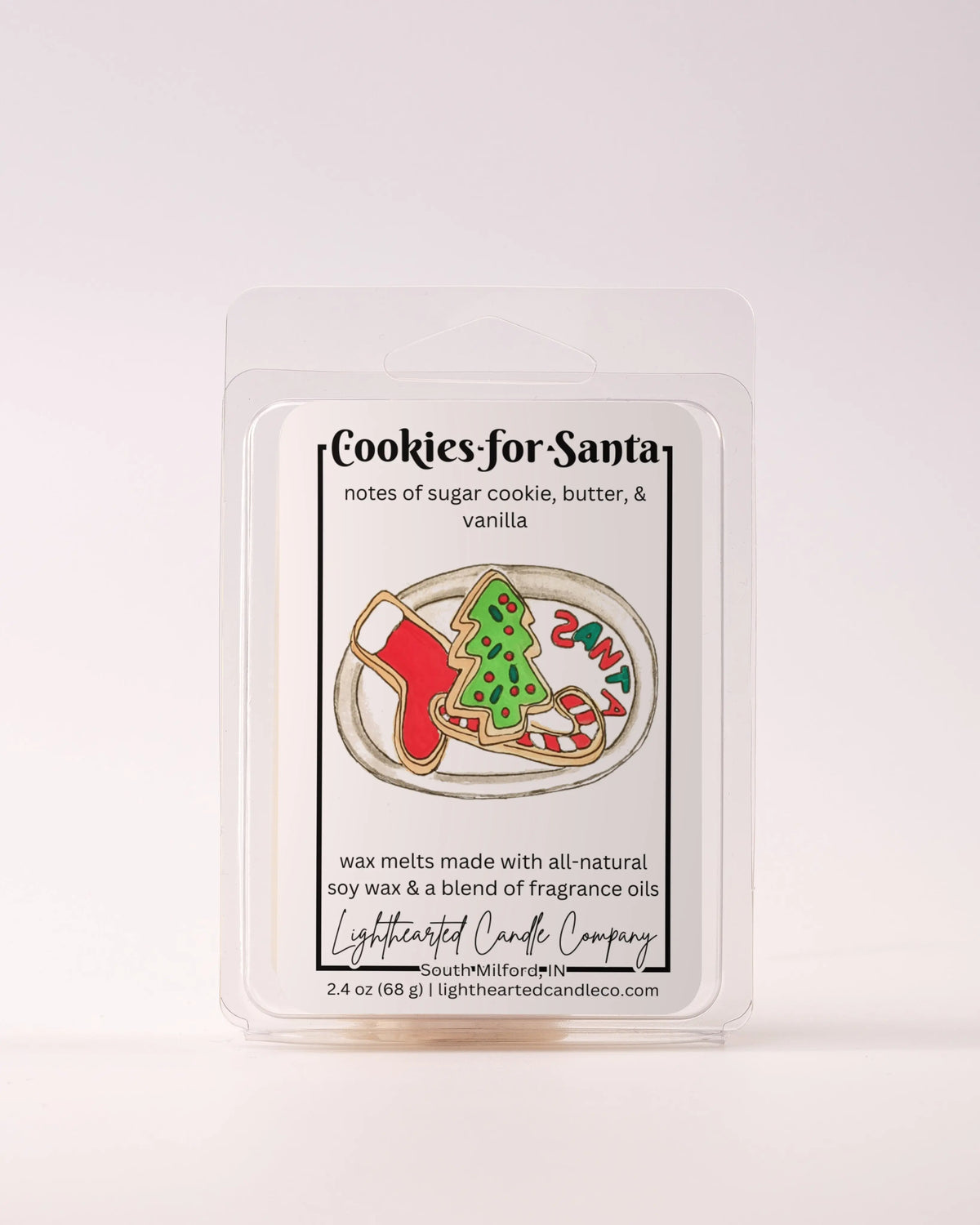 Single Cookies for Santa Wax Melt 2.4 oz clamshell on a pale background