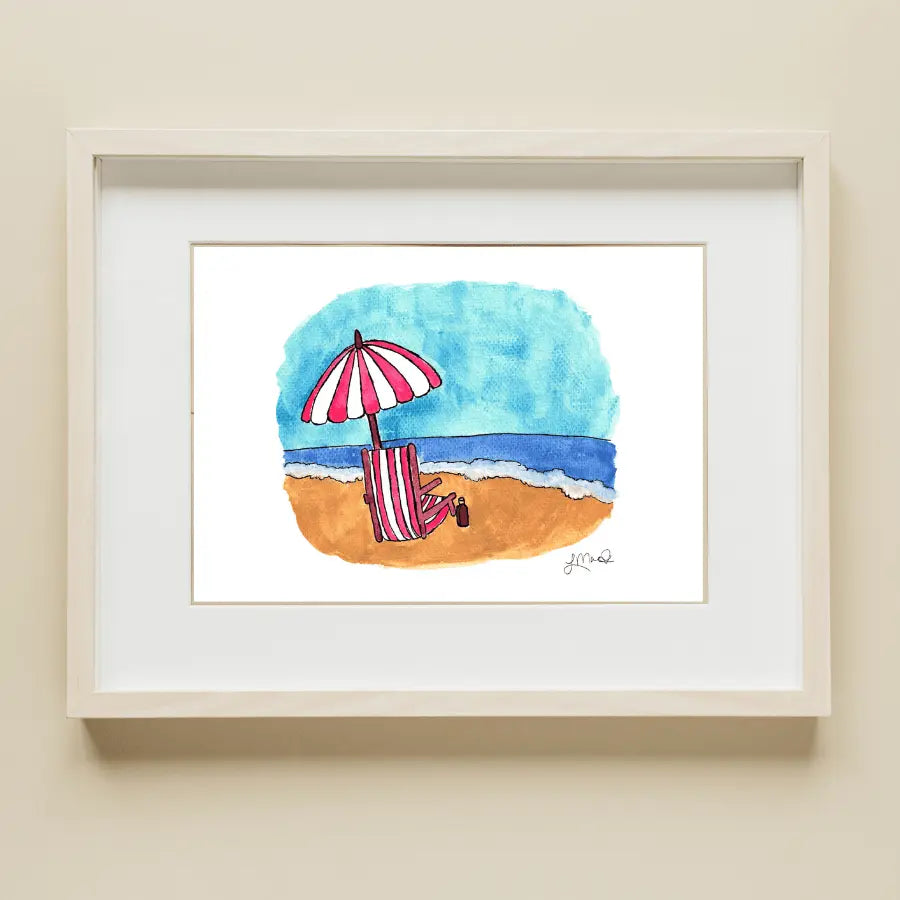 Beach Day art print featuring Lindsay MacDonald's original watercolor illustration