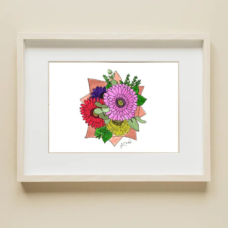 Fresh Cut Flowers art print featuring Lindsay MacDonald's original watercolor illustration