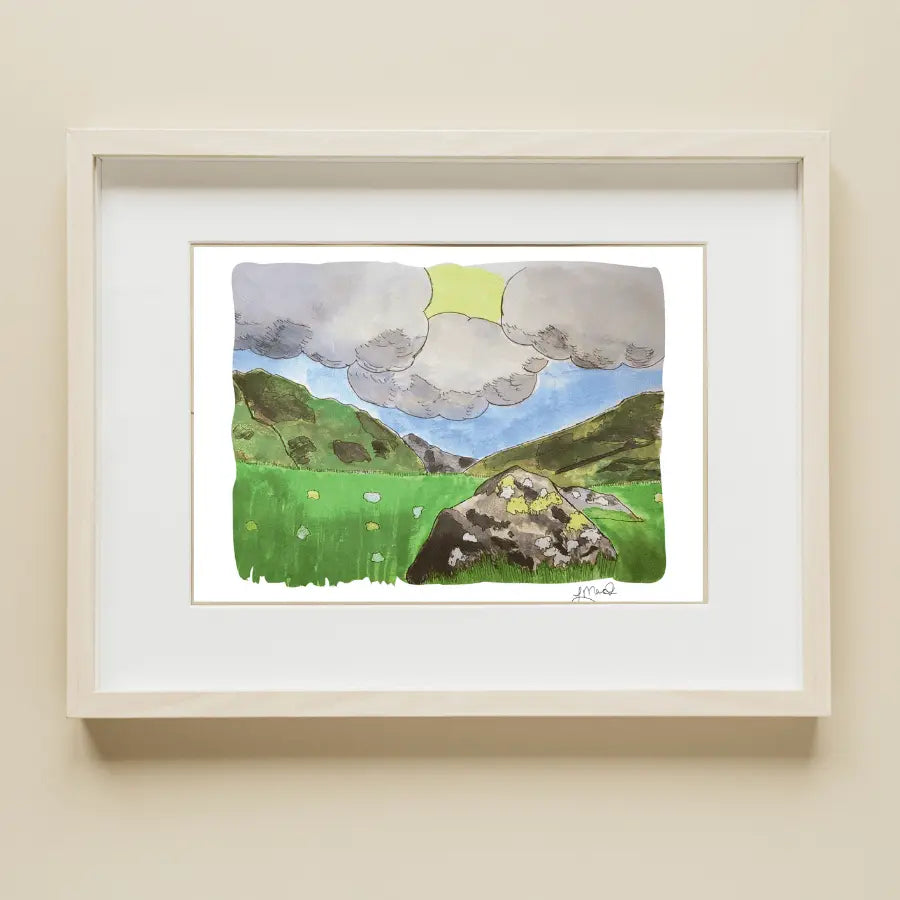 Highland Rains art print featuring Lindsay MacDonald's original watercolor illustration