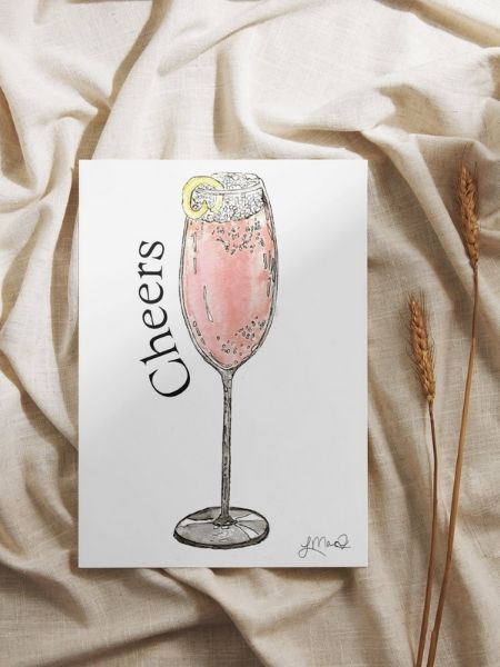 Pink Champagne Greeting Card
