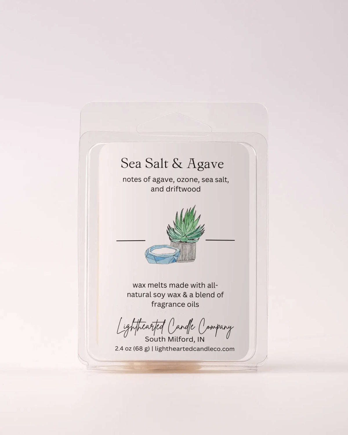 Single Sea Salt & Agave Wax Melt 2.4 oz clamshell on a pale background