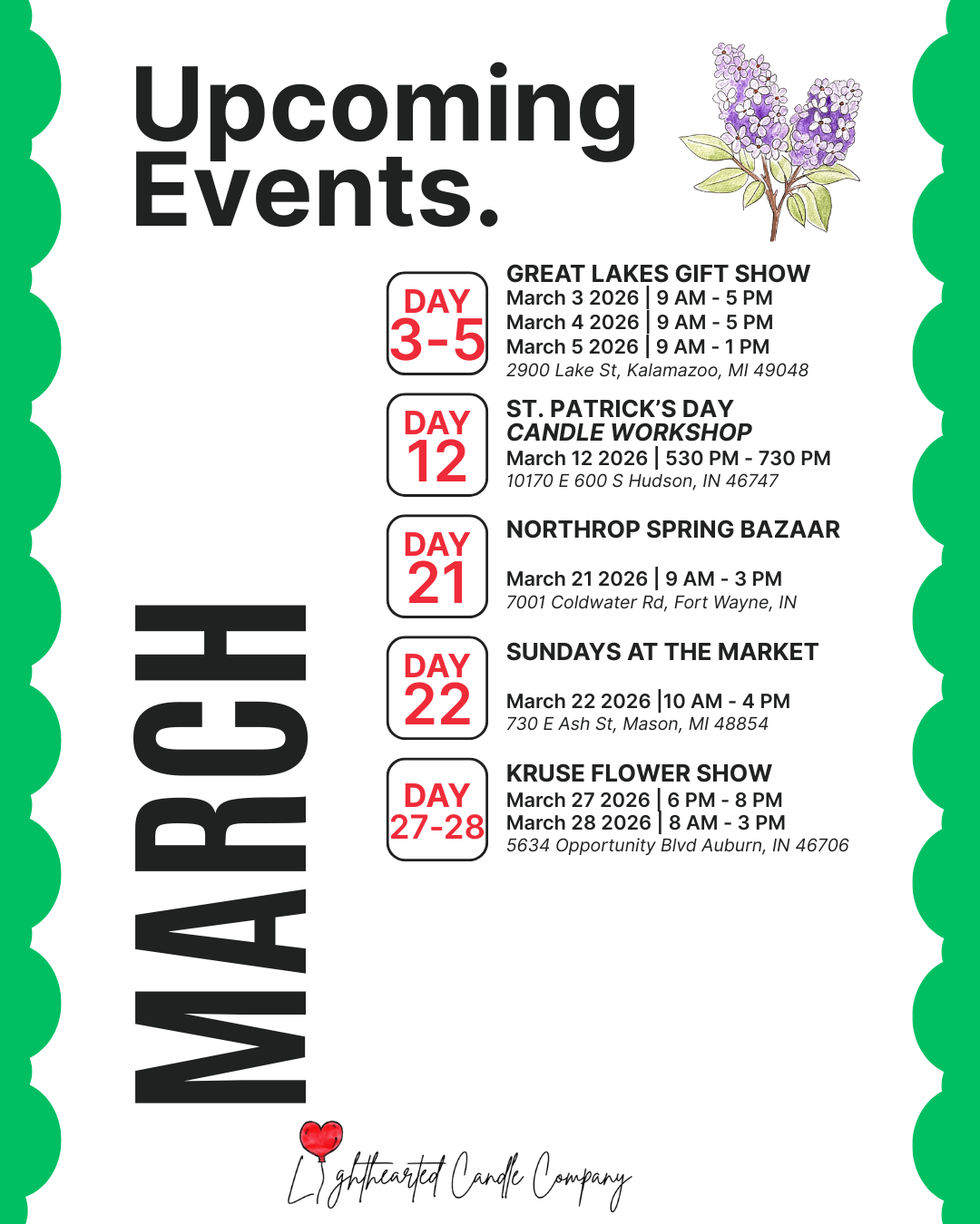 March Event Calendar