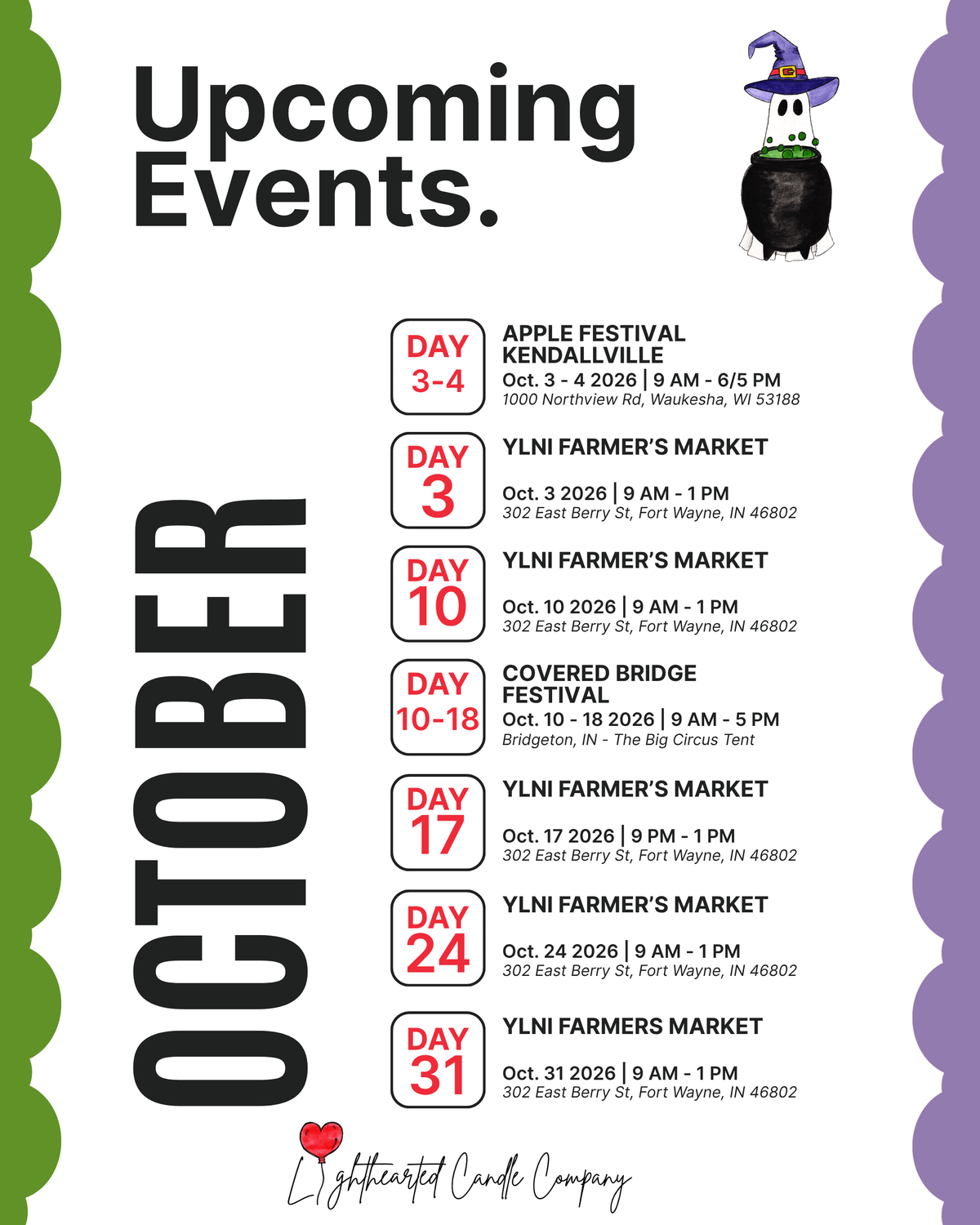 OctoberEvent Calendar