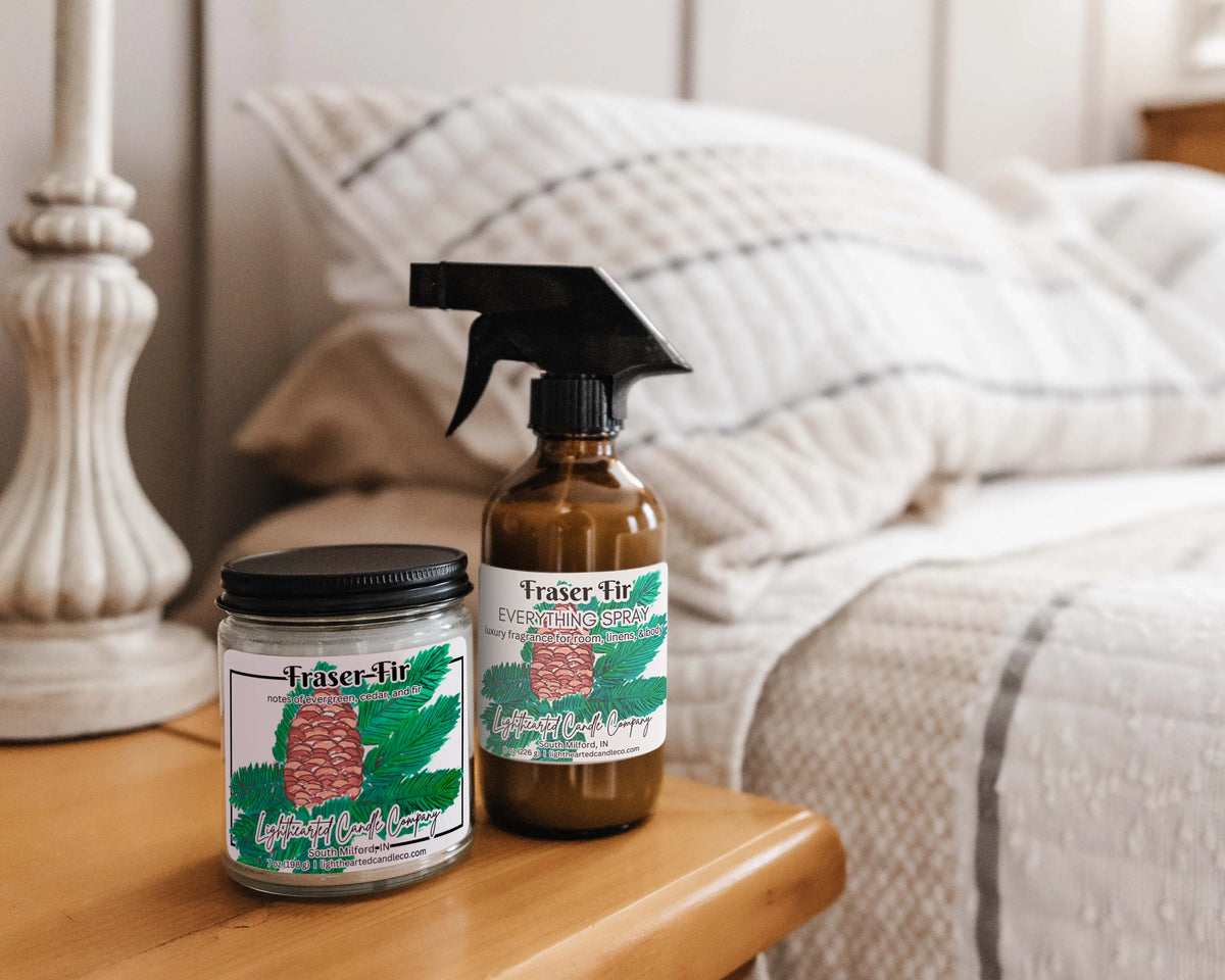 Fraser Fir Candle with a fresh evergreen holiday label