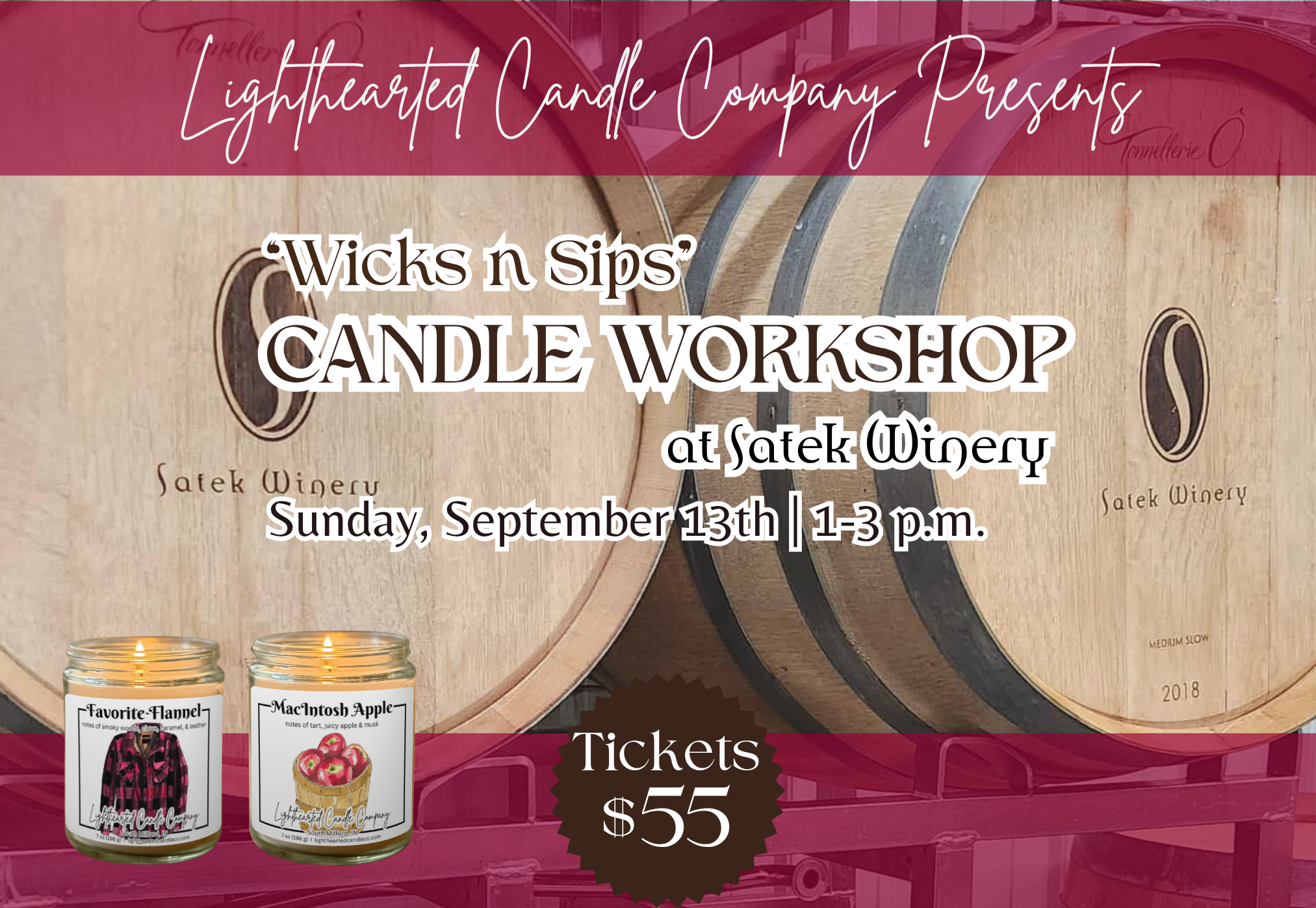 Wicks N Sips Workshop at Satek Winery