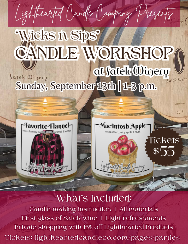 Fall "Wicks n Sips" Workshop at Satek Winery