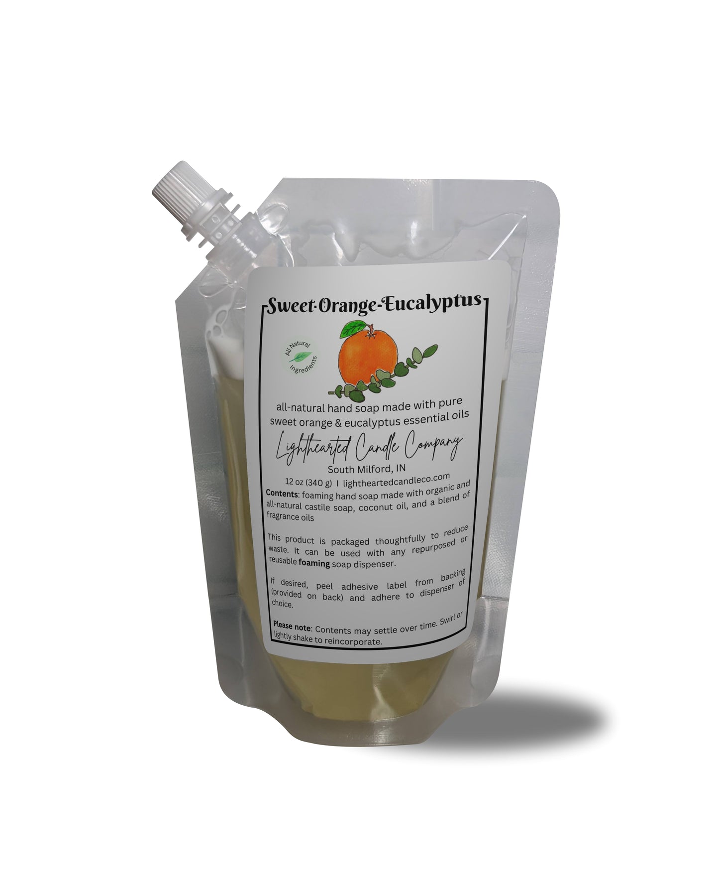 Sweet Orange Eucalyptus Foaming Essential Oil Soap (Refill)